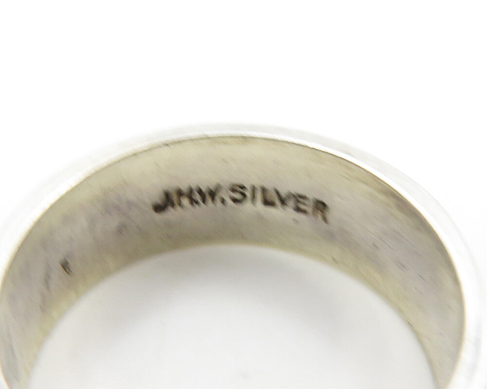 J.H.W. 925 Sterling Silver Vintage Shiny Floral Pattern Band Ring Sz 6 RG18344