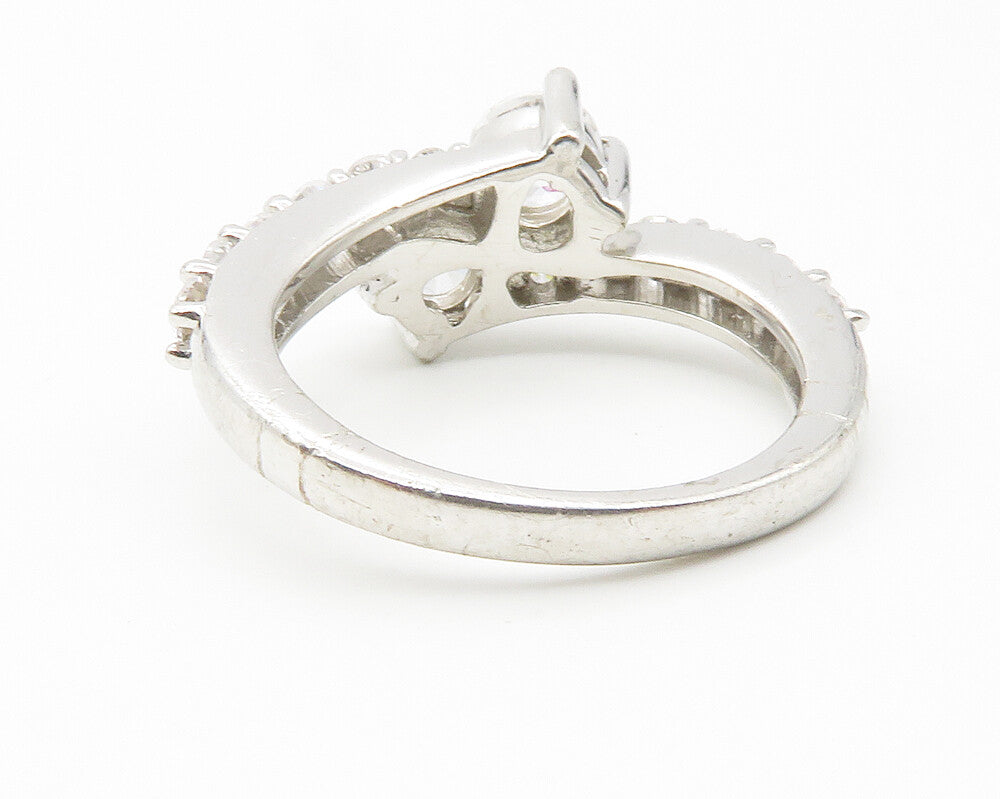 925 Sterling Silver  Sparkling Cubic Zirconia Bypass Band Ring Sz 6  RG11901