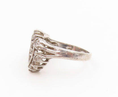 925 Sterling Silver Vintage Ring Topaz Interlocking Love Heart  Sz 7  RG36177