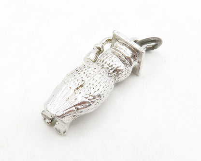 925 Sterling Silver  Petite Pink Topaz Owl Graduate Motif Pendant  PT10625