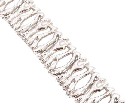 925 Sterling Silver Vintage Bracelet Modernist Sculptural Link Chain  BT11480