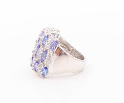 925 Sterling Silver Vintage Ring Minimalist Tanzanite & CZ Bands  Sz 7  RG32333