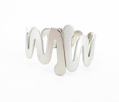 SAUTER RENOIR 925 Sterling Silver  Vintage Wavy Matte Bangle Bracelet  BT2785