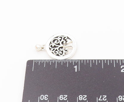 925 Sterling Silver  Vintage Shiny Mom Heart Of Family Tree Pendant  PT19153