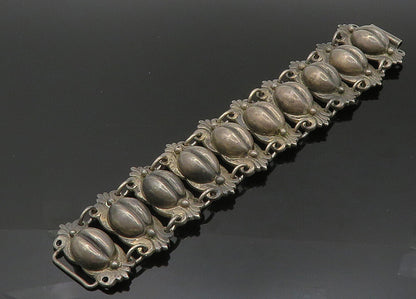 JUAREZ PRIETO 925 Silver  Vintage Antique Coffee Bean Chain Bracelet  BT8288