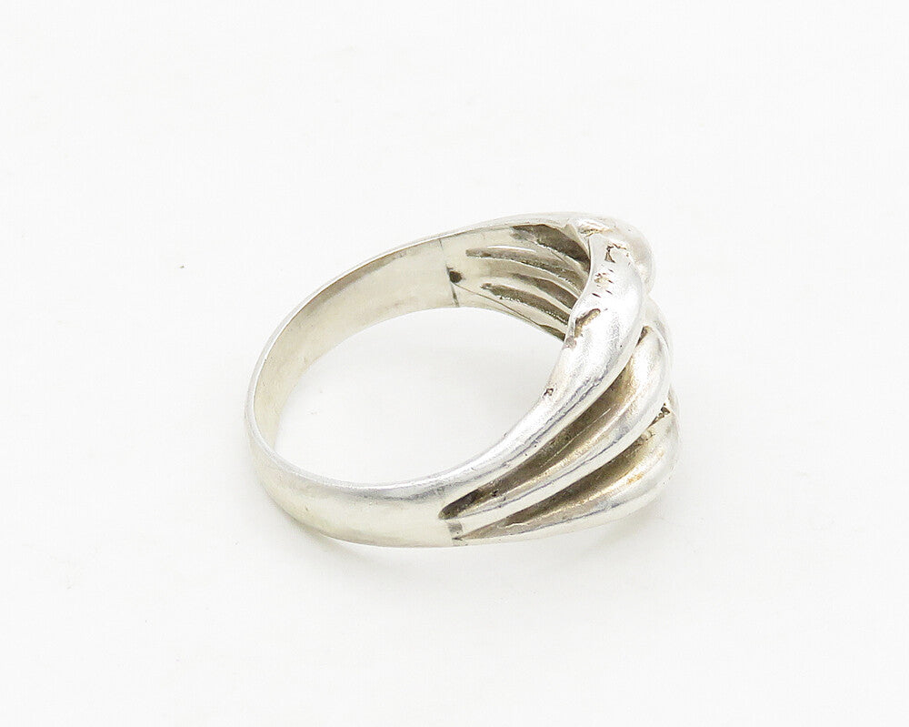 925 Sterling Silver  Vintage Shiny Fluted Split Band Ring Sz 8.5  RG18934