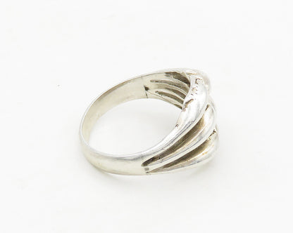 925 Sterling Silver  Vintage Shiny Fluted Split Band Ring Sz 8.5  RG18934