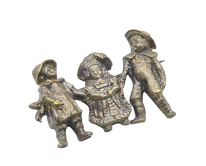 925 Sterling Silver  Vintage Antique Children Oxidized Brooch Pin  BP7303