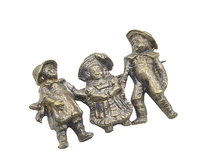 925 Sterling Silver  Vintage Antique Children Oxidized Brooch Pin  BP7303