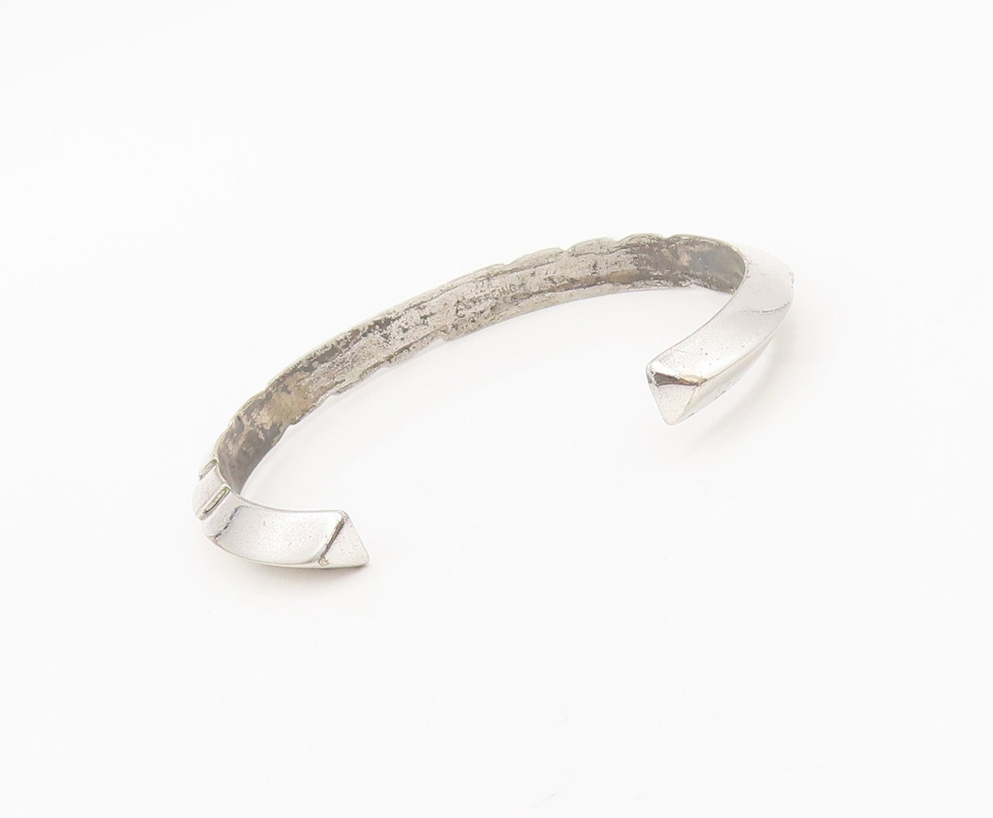 925 Sterling Silver Vintage Southwestern Solid Carved Bangle Bracelet BT10153