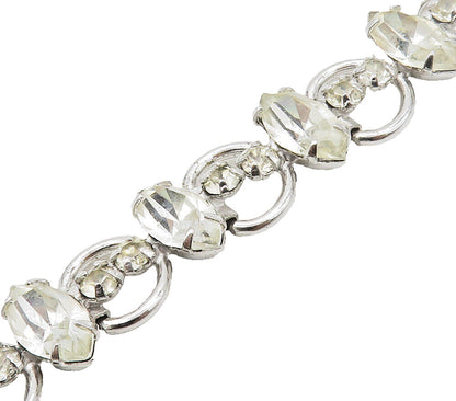 VAN DELL 925 Sterling Silver  Vintage Marquise Topaz Chain Bracelet  BT6595