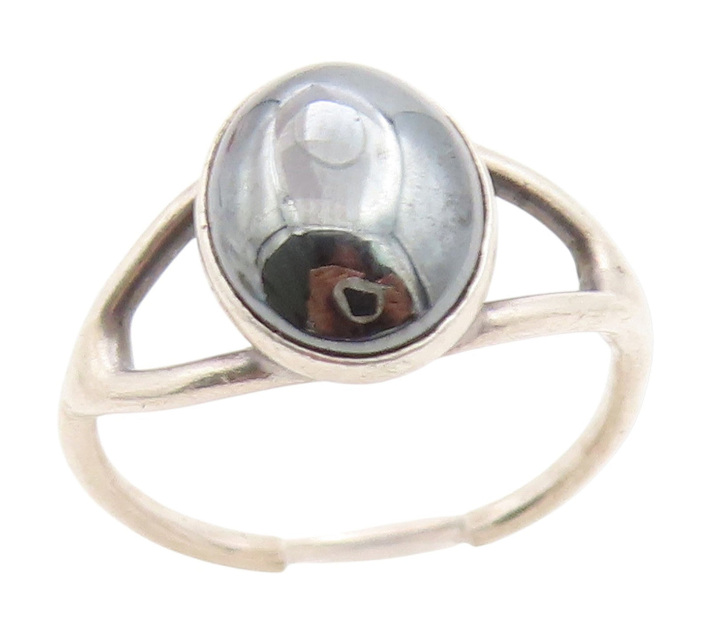 925 Sterling Silver Vintage Ring Minimalist Hematite Split Band  Sz 5  RG34814