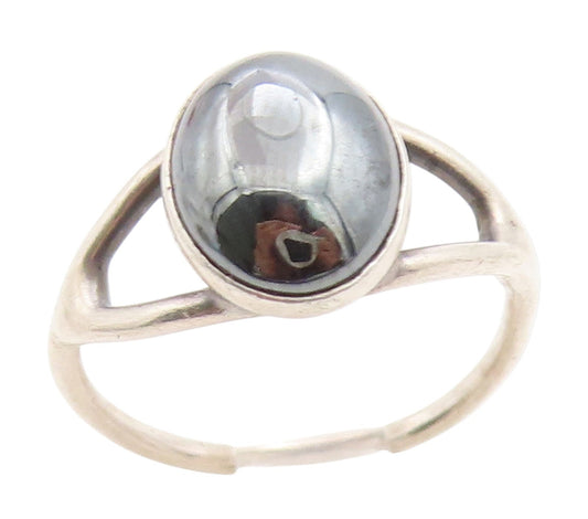 925 Sterling Silver Vintage Ring Minimalist Hematite Split Band  Sz 5  RG34814
