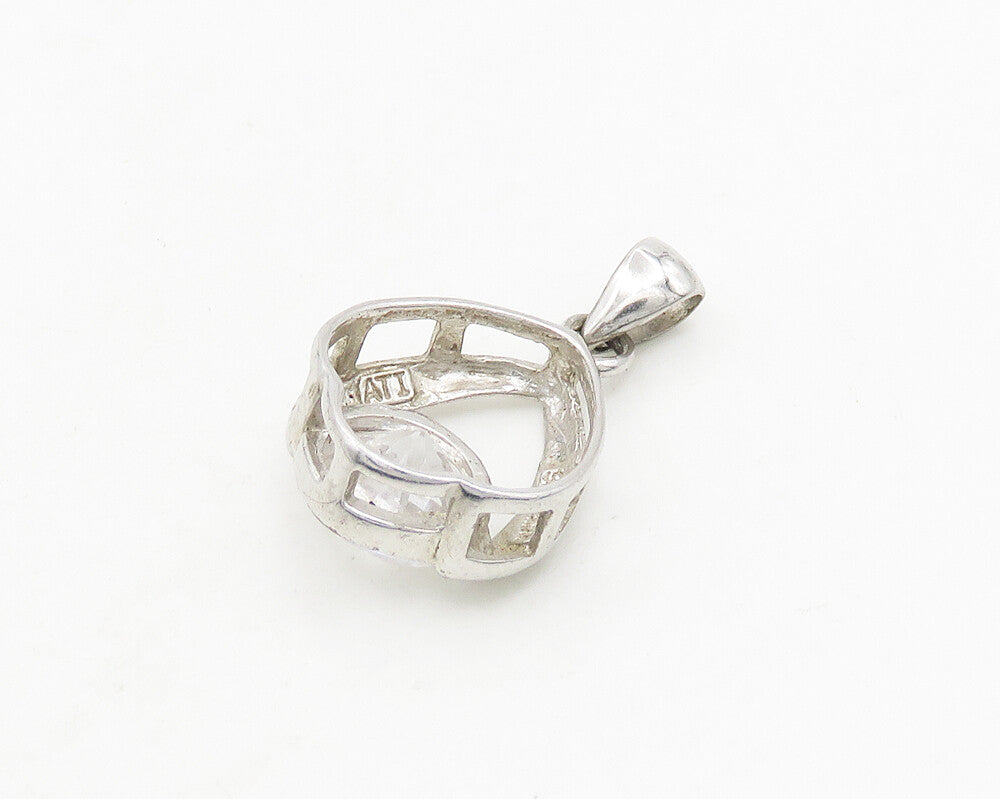 925 Sterling Silver  Vintage Sparkling Cubic Zirconia Drop Pendant  PT14746