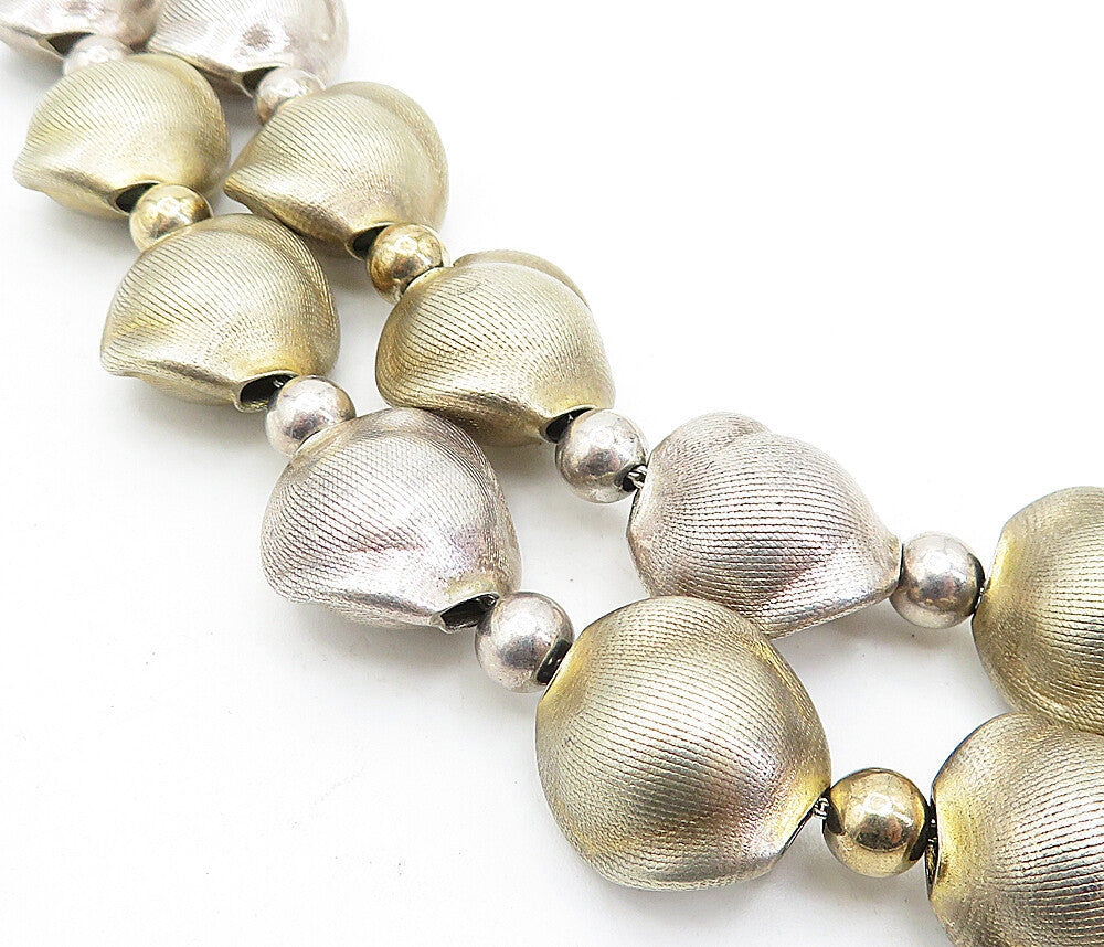 DOBBS BOSTON 925 Silver  Vintage 2 Tone Etched Beaded Chain Necklace  NE1148