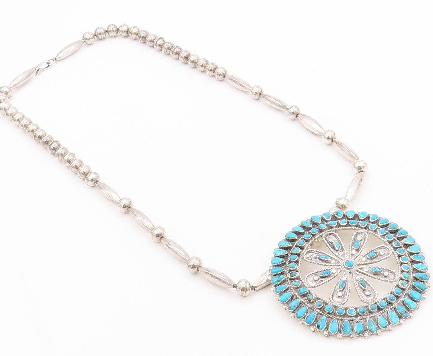 925 Sterling Silver Vintage Necklace VICTOR MOSES BEGAY NAVAJO Turquoise NE4486