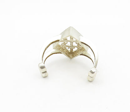 925 Sterling Silver  Vintage Modernist Diamond Shape Cuff Bracelet  BT3966