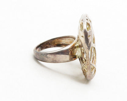 925 Sterling Silver  Vintage Interlaced Design Statement Ring Sz 7  RG13817