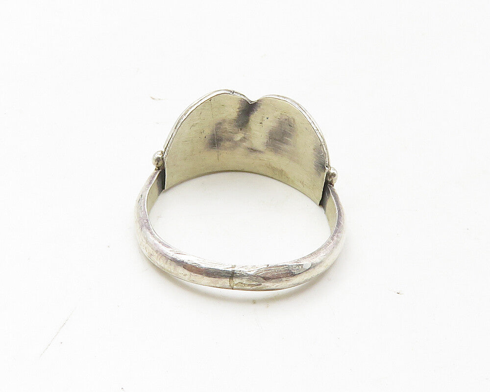 NAVAJO 925 Sterling Silver  Vintage Shiny Floral Leaf Band Ring Sz 6  RG18879