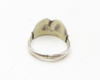 NAVAJO 925 Sterling Silver  Vintage Shiny Floral Leaf Band Ring Sz 6  RG18879