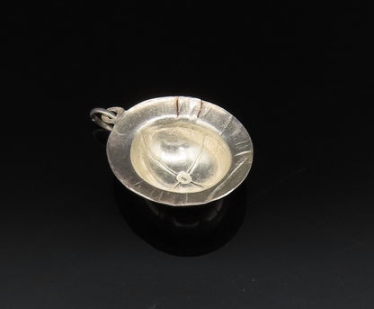 925 Sterling Silver  Vintage Carved Minimalist Etched Dome Pendant  PT21489