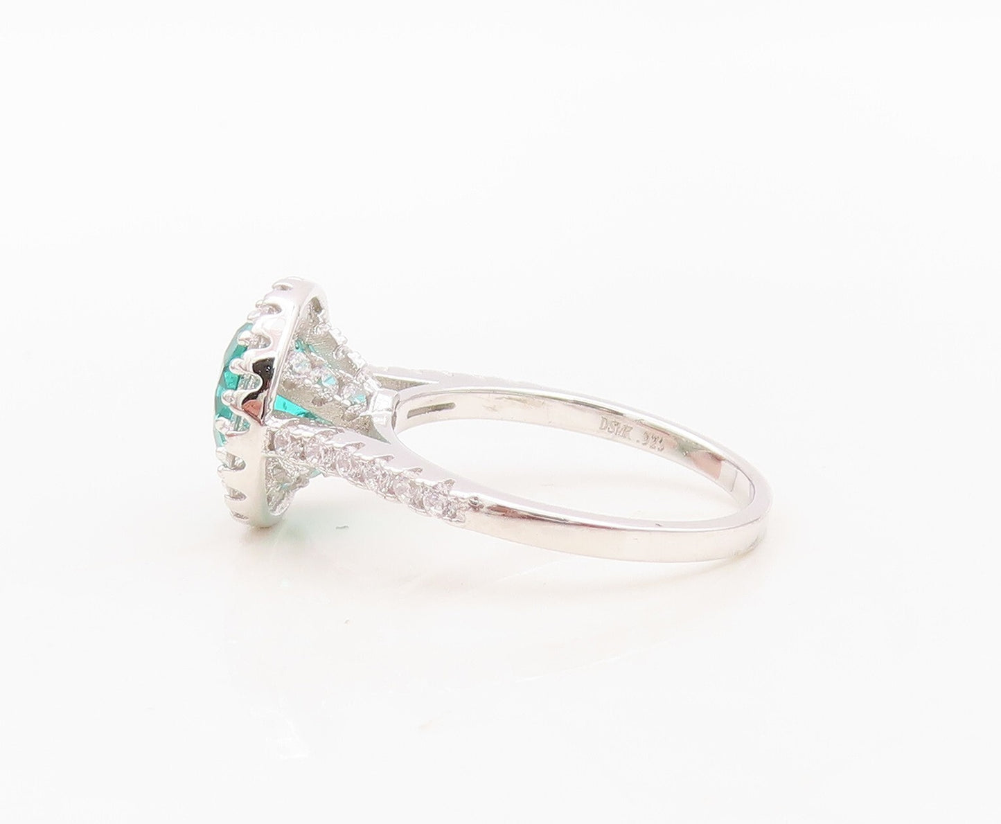 925 Sterling Silver Vintage Ring 2 Tone Round CZ Wedding Ring  Sz 6  RG30152
