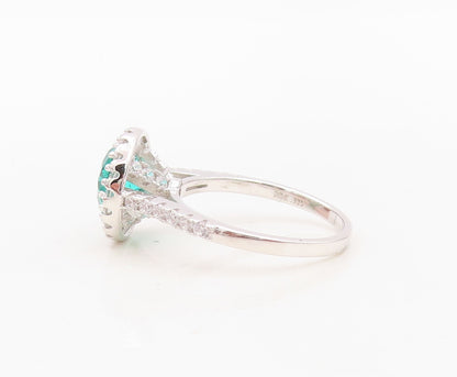 925 Sterling Silver Vintage Ring 2 Tone Round CZ Wedding Ring  Sz 6  RG30152