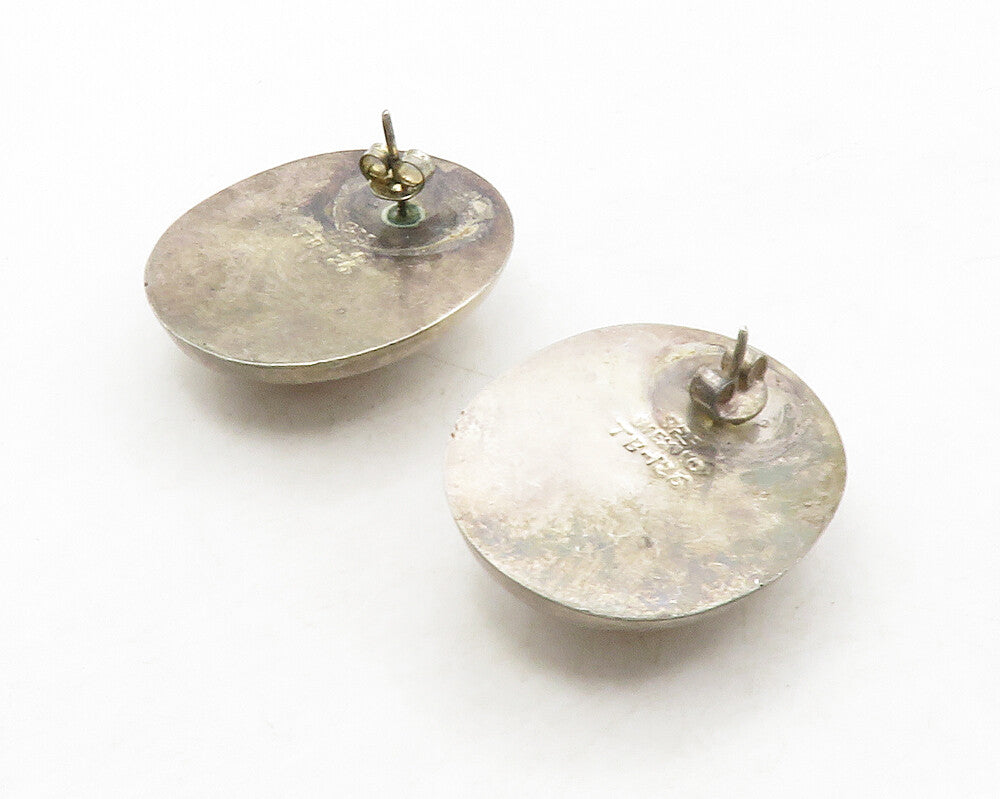 MEXICO 925 Sterling Silver  Vintage Cabochon Rose Quartz Drop Earrings  EG6761