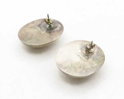 MEXICO 925 Sterling Silver  Vintage Cabochon Rose Quartz Drop Earrings  EG6761