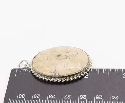 925 Sterling Silver Vintage Pendant Large Gemstone Halo Twisted Rope   PT23301