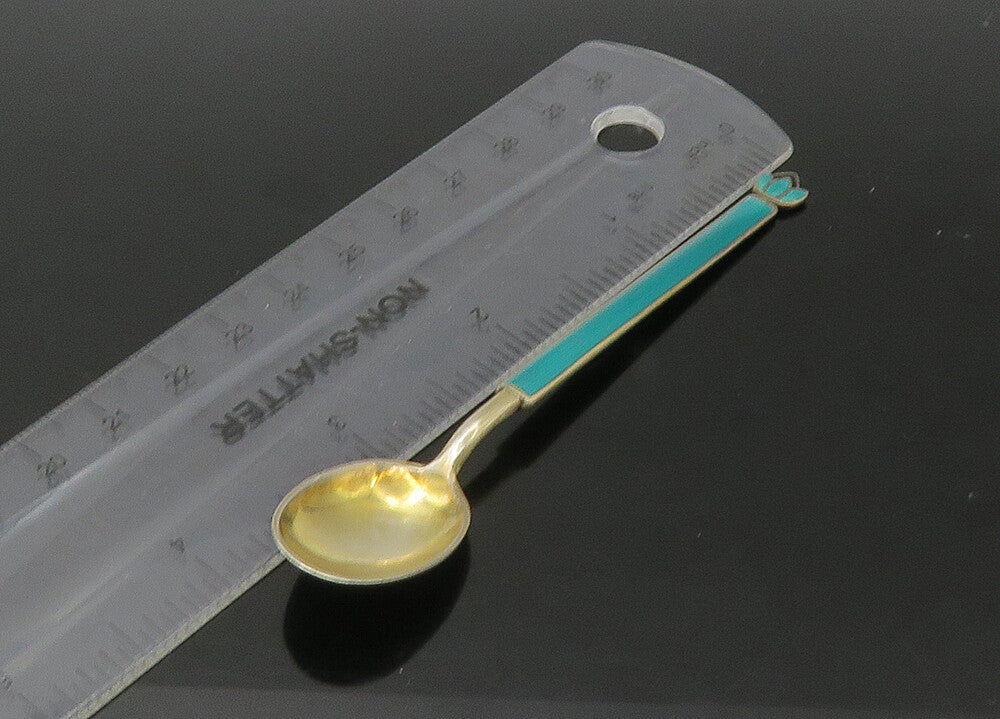 DAVID ANDERSEN NORWAY 925 Silver  Vintage Enamel Floral Espresso Spoon  TR3105