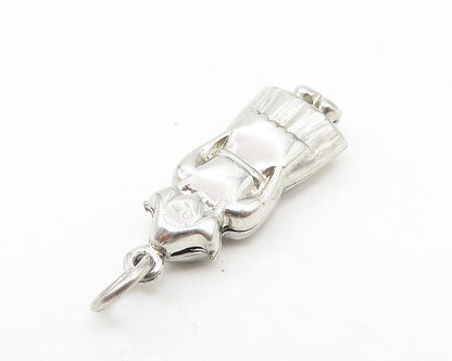 925 Sterling Silver  Vintage Petite Shiny Woman In Dress Drop Pendant  PT8929