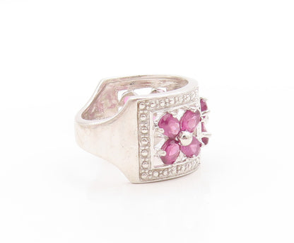 925 Sterling Silver Vintage Ring Amethyst Floral Blossom Cut Out  Sz 6  RG33623