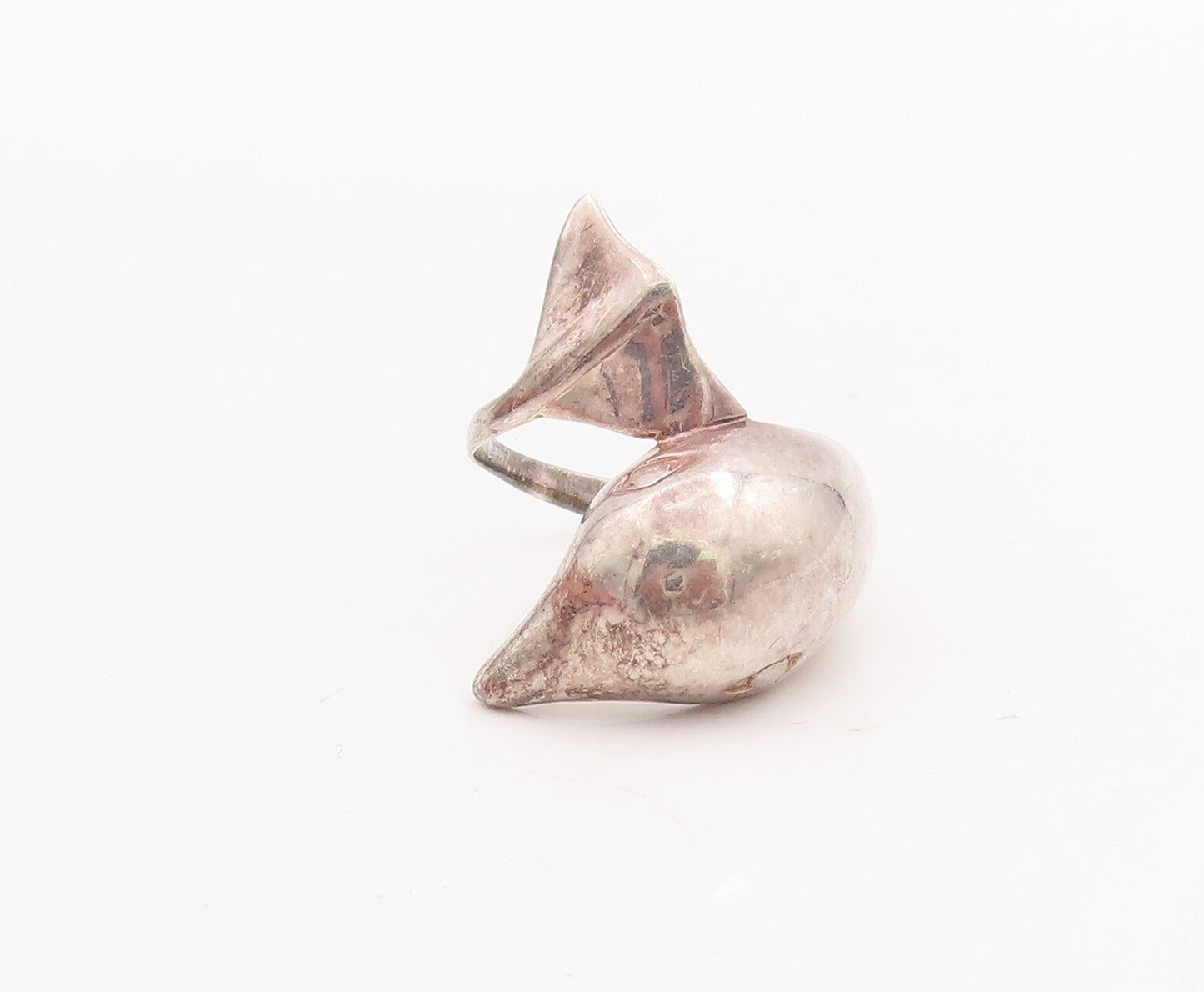 925 Sterling Silver Vintage Ring Solid Puffed Cutout Dolphin  Sz 6.5  RG28704