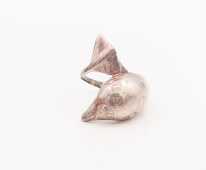 925 Sterling Silver Vintage Ring Solid Puffed Cutout Dolphin  Sz 6.5  RG28704