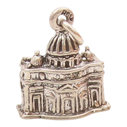 925 Sterling Silver  Vintage Royal Building Motif Charm Pendant  PT21784