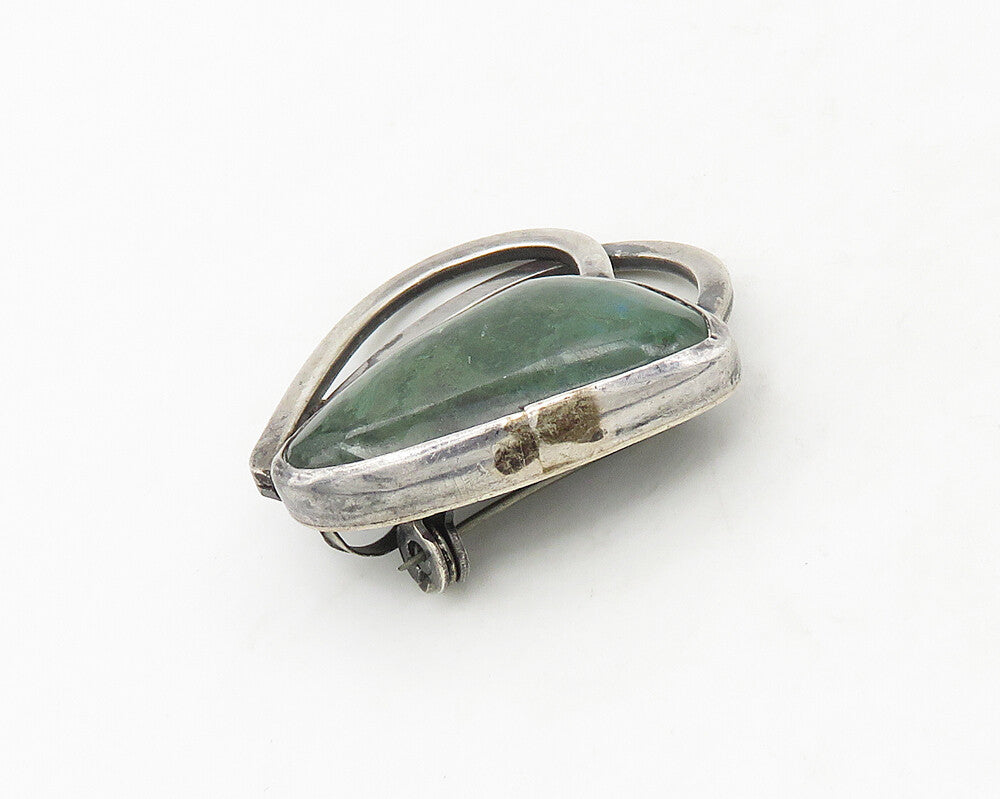 ISRAEL 925 Sterling Silver  Vintage Eilat Stone Modernist Brooch Pin  BP6731