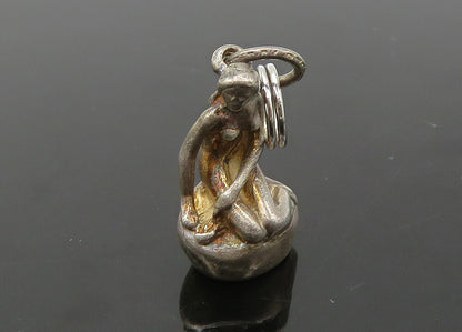 DENMARK 925 Sterling Silver  Vintage Woman Sitting On Rock Pendant  PT17107