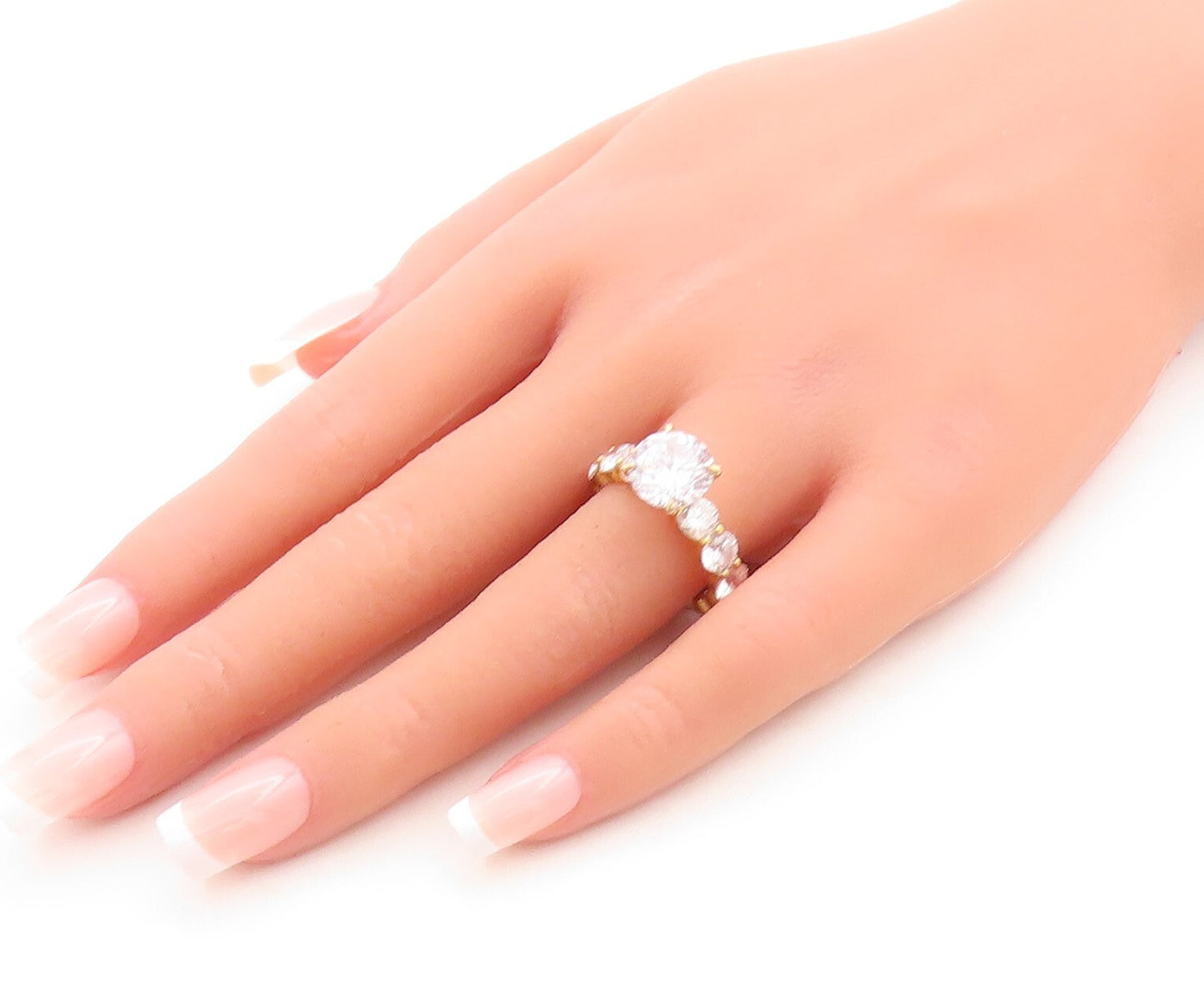 925 Sterling Silver Vintage Ring Gold Plated Round Cut CZ Inlay  Sz 7  RG31458