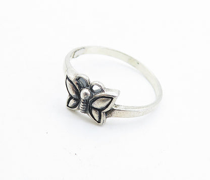 925 Sterling Silver  Vintage Petite Butterfly Motif Band Ring Sz 9  RG6092