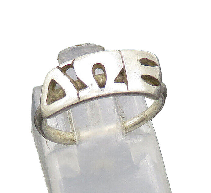 925 Sterling Silver  Vintage Delta Omega Epsilon Petite Band Ring Sz 4 RG20990