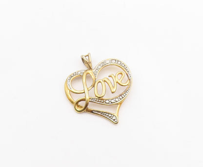 925 Sterling Silver  Vintage Genuine Diamond Love Heart Pendant  PT18201