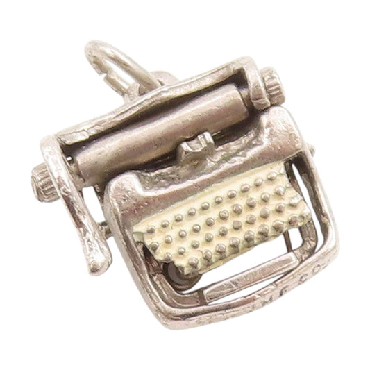 925 Sterling Silver Vintage Pendant Miniature Retro Typewriter Charm  PT25372