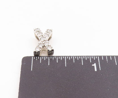 925 Sterling Silver  Vintage Dainty Cubic Zirconia X Charm Pendant  PT21234