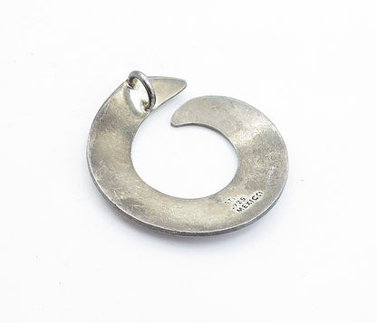 MEXICO 925 Sterling Silver  Vintage Dark Tone Spiral Swirl Pendant  PT3889