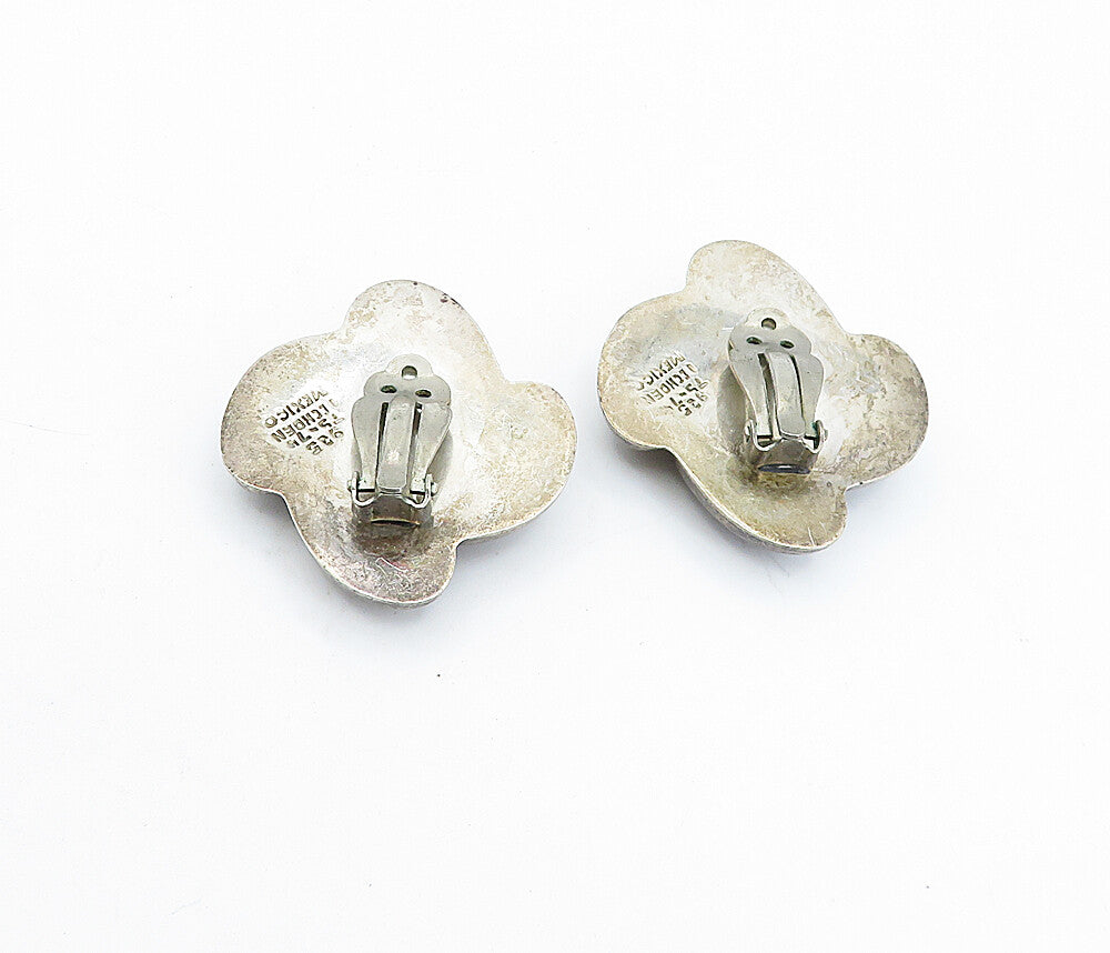 MEXICO 925 Silver  Vintage Dark Tone Swirl Non Pierce Clip On Earrings  EG2231