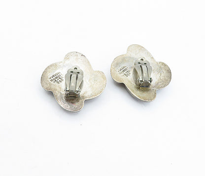 MEXICO 925 Silver  Vintage Dark Tone Swirl Non Pierce Clip On Earrings  EG2231