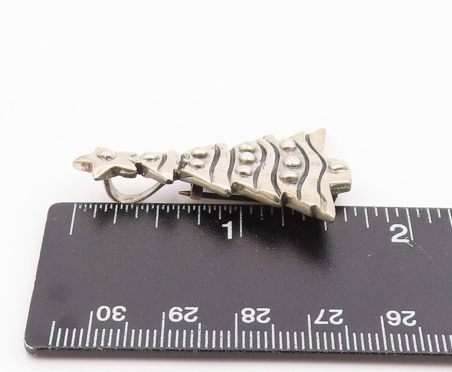 925 Sterling Silver Vintage Brooch Pin Classic Festive Christmas Tree  BP12463