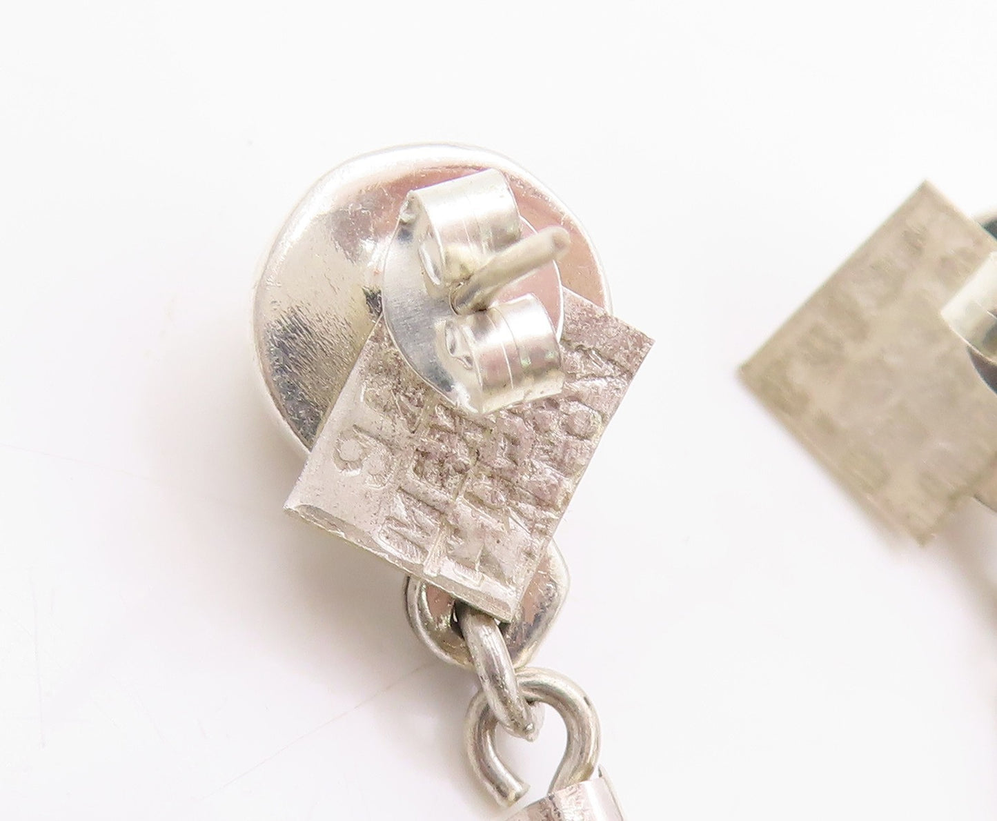 925 Sterling Silver Vintage Earrings MEXICO Drop Gold & Silver Beads EG13582