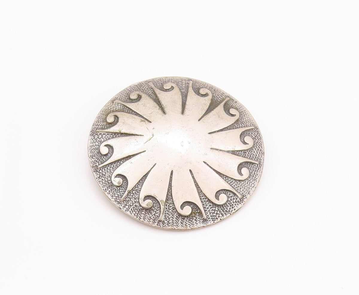 925 Sterling Silver Vintage Brooch Sun Or Morning Star Design Textured   BP11596